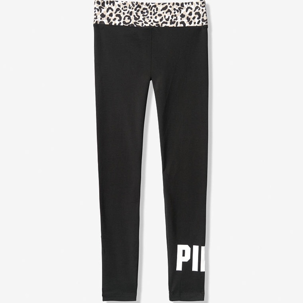 ๐VS PINK LEOPARD & BLACK COTTON LOGO LEGGING - Picture 3 of 7